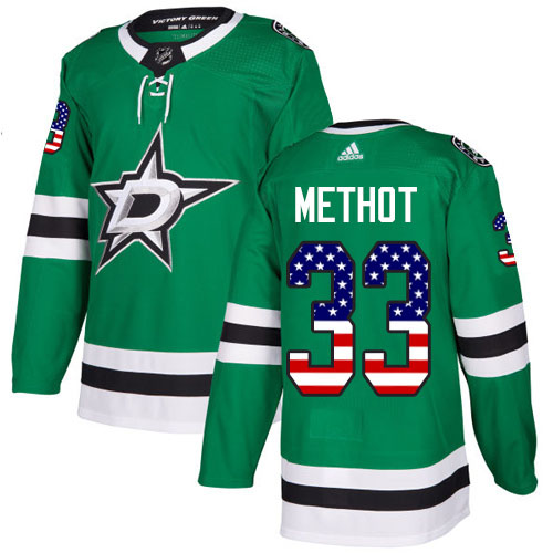 Herren Dallas Stars Eishockey Trikot Marc Methot #33 Authentic Grün USA Flag Fashion